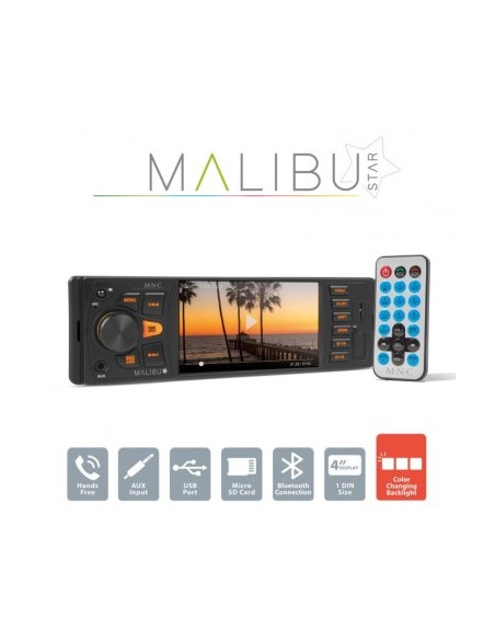 Malibu Star Multimedia Player - 1 DIN - 4 x 50 W - BT - MP3 - AUX - SD - USB