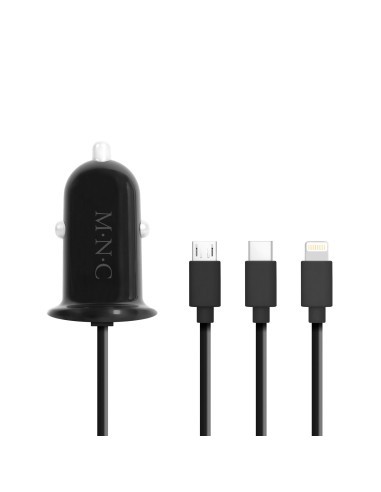 3 in 1 Car Lighter Adapter + USB Black