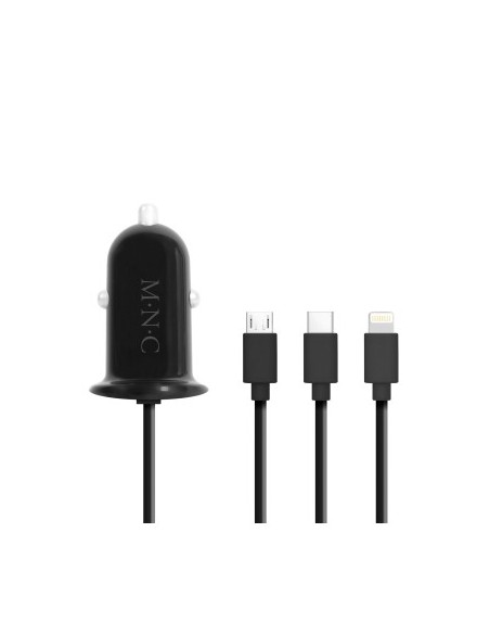 Adaptor 3 in 1 για αναπτήρα αυτοκινήτου + USB μαύρο