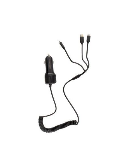 Φορτιστής Τηλεφώνου Universal Auto με 3 Θύρες, Type-C, Micro-USB, Lightning iPhone, Καλώδιο 1.5m, 2.1A