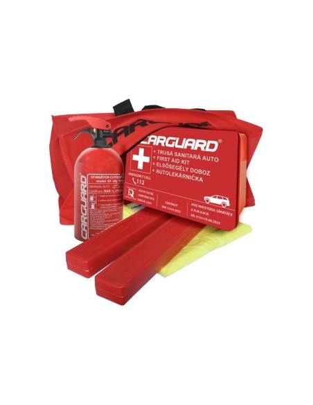 Complete Set Medical Kit, Fire Extinguisher, Vest, 2pcs Reflective Triangles, 5-year validity, Carguard