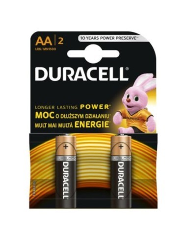 Duracell R6 Batteries, Basic AA Alkaline 2pcs