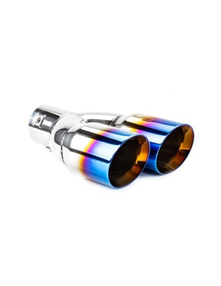 Rozsdamentes acél kipufogó dísz, két kimenettel 32-52mm, Hossz 240mm