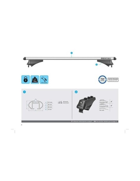 Menabo Tiger Silver transverse roof rack for Kia Sportage (QL) 2016+