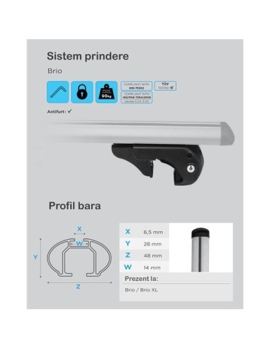 Menabo Brio XL Roof Bars compatible with...