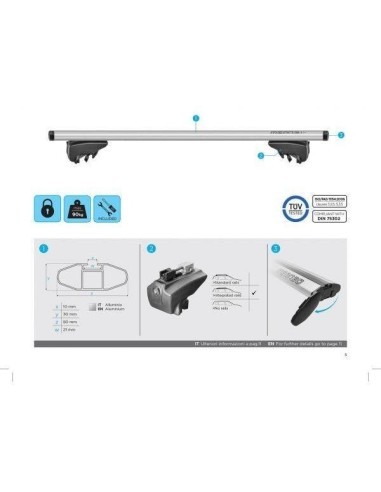 Bare roof rack crossbars Menabo Lince Silver...