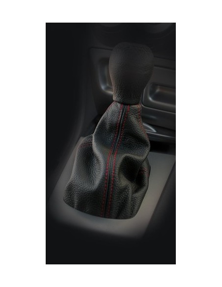 Universal gear shift knob made of genuine leather black/red Carpassion