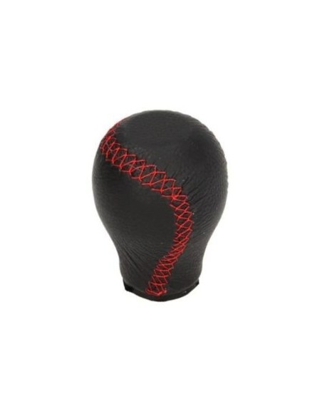 Universal gear shift knob made of natural leather black//red Carpassion