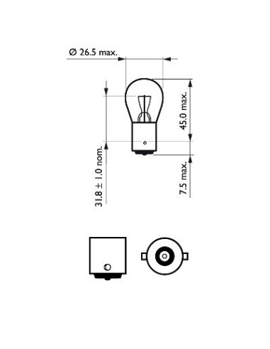 Set of 2 P21W 12v Ba15s Vision Plus Philips Bulbs