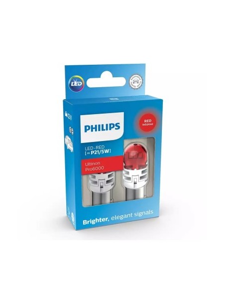 2 db P21/5W 12V LED Izzó Készlet, Ultinon PRO6000SI Piros PHILIPS