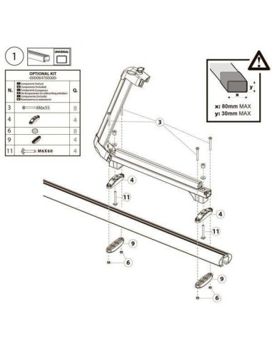 Optional kit for ski/snowboard support Menabo...