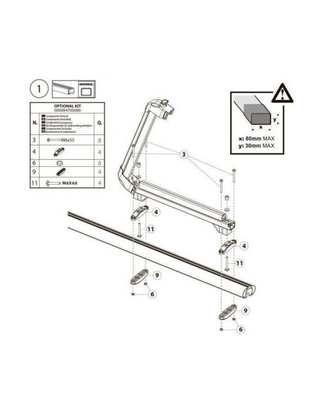 Optional kit for ski/snowboard support Menabo Iceberg