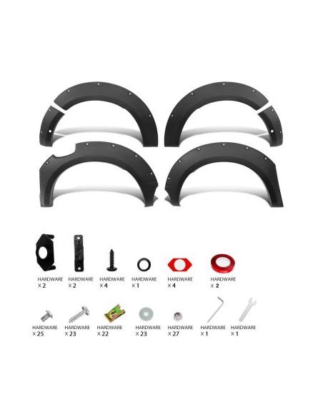 Overfender mudguards dedicated to Ford Ranger T9 WildTrak Double Cab 4 doors 2022-2024 version with parking sensors