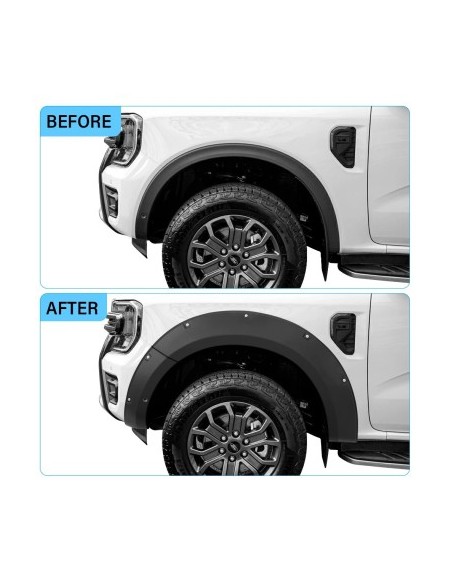 Overfender mudguards dedicated to Ford Ranger T9 WildTrak Double Cab 4 doors 2022-2024 version with parking sensors