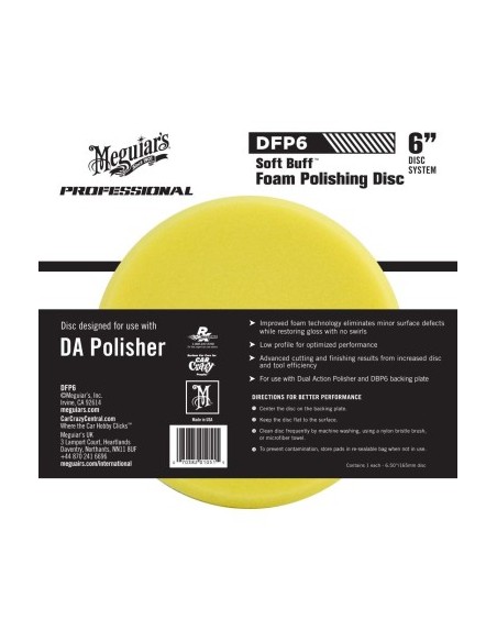 Μεσαίο σφουγγάρι γυαλίσματος Meguiar's Soft Buff DA Foam Polishing Disc 6", 152,4 mm