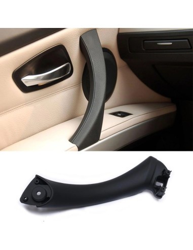 Interior handle left rear door, black, for BMW...