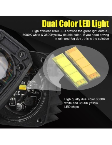 LED Offroad Car Projector with Two Colors...