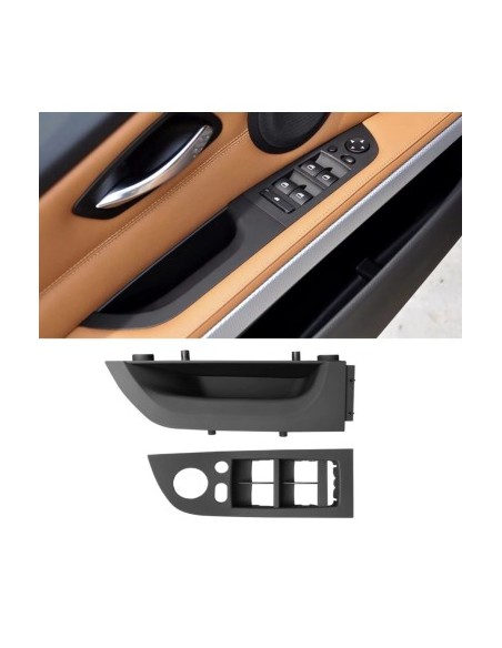 Driver door panel / handle, with folding mirrors for BMW Series 3 E90/E91, black, 35.5 cm