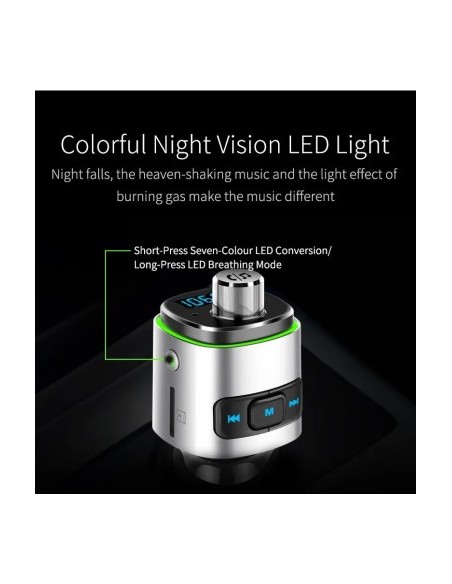Modulator FM 12-24V Bluetooth 5.0 με λειτουργία φορτιστή αυτοκινήτου Super Charge 3.0 και θύρα USB C - BC42