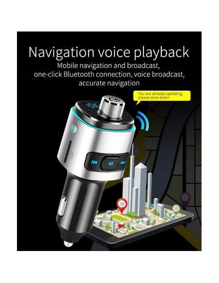 FM Modulator 12-24V Bluetooth 5.0 autós töltő Super Charge 3.0 és USB C port - BC42