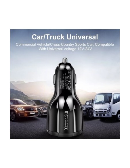 Car Charger 12-24V Fast Charge with USB Port and QC3.0 - BK359