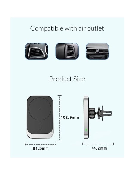 MagSafe mágneses autós tartó 15W Gyors Töltés Qi Standard QC3.0 - CWCPH-CW19