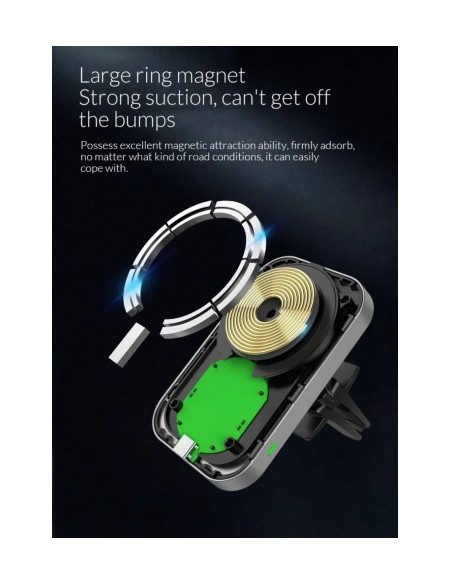 MagSafe Magnetic Car Mount with 15W Fast Charge Wireless Charging Qi Standard QC3.0 - CWCPH-CW19