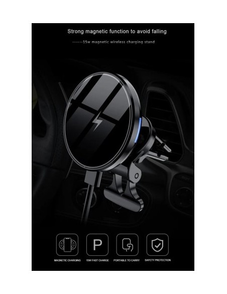 MagSafe Magnetic Car Mount with 15W Fast Charge Wireless Charging Qi Standard QC3.0 - CWCPH-D7