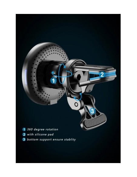 MagSafe Magnetic Car Mount with 15W Fast Charge Wireless Charging Qi Standard QC3.0 - CWCPH-D7