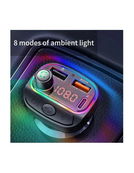 FM Modulator 12-24V Bluetooth 5.0 with Fast Charge 3.0 car charger function and USB C port - C15