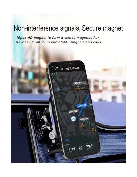 MagSafe Magnetic Car Mount with Wireless Charging 15W Fast Charge Qi Standard QC3.0 - CWCPH-D11