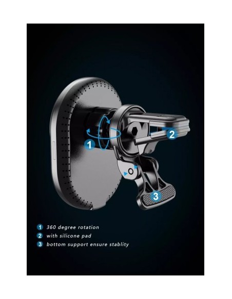 MagSafe Magnetic Car Mount with Wireless Charging 15W Fast Charge Qi Standard QC3.0 - CWCPH-D11