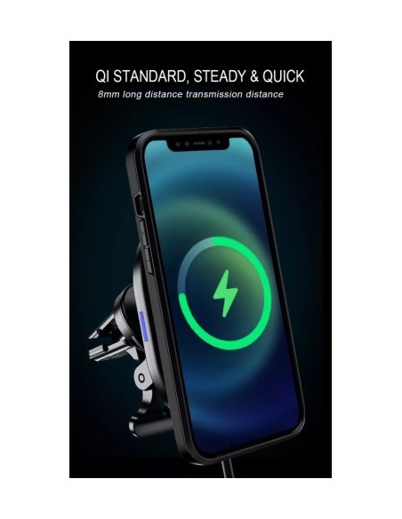 MagSafe Magnetic Car Mount with Wireless Charging 15W Fast Charge Qi Standard QC3.0 - CWCPH-D11