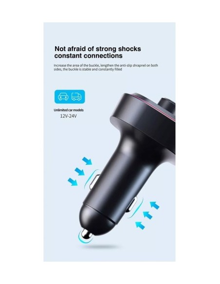 FM Modulator 12-24V Bluetooth 5.0 with Fast Charge 3.0 car charger function and USB C port - C13