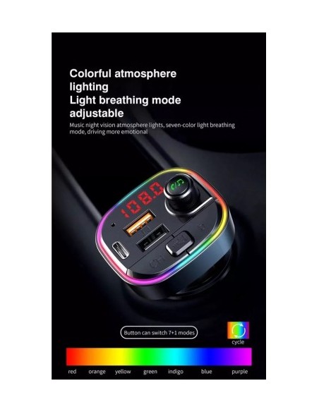 FM Modulator 12-24V Bluetooth 5.0 with Fast Charge 3.0 car charger function and USB C port - C13