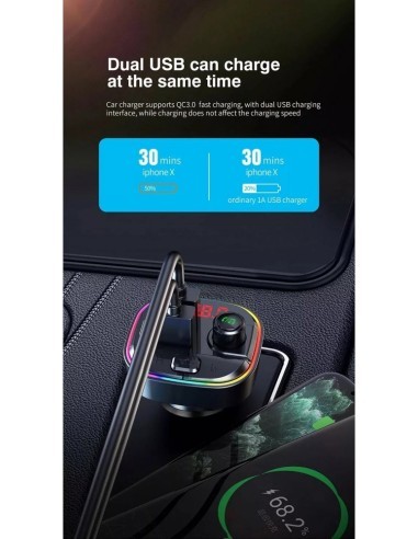 FM Modulator 12-24V Bluetooth 5.0 with Fast...