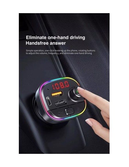 FM Modulator 12-24V Bluetooth 5.0 with Fast Charge 3.0 car charger function and USB C port - C13