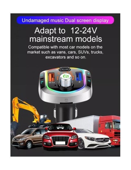 Modulator FM 12-24V Bluetooth 5.0 με λειτουργία φορτιστή αυτοκινήτου 18W Super Charge 3.0 και θύρα USB C - BC63