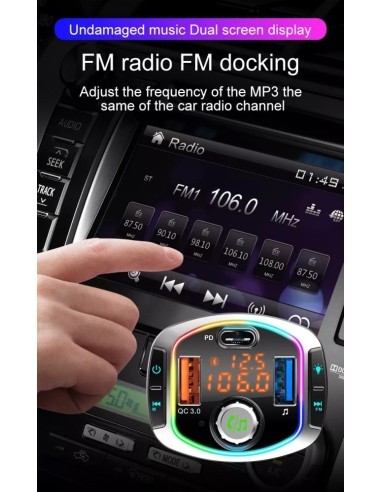 FM Modulator 12-24V Bluetooth 5.0 autós töltő...