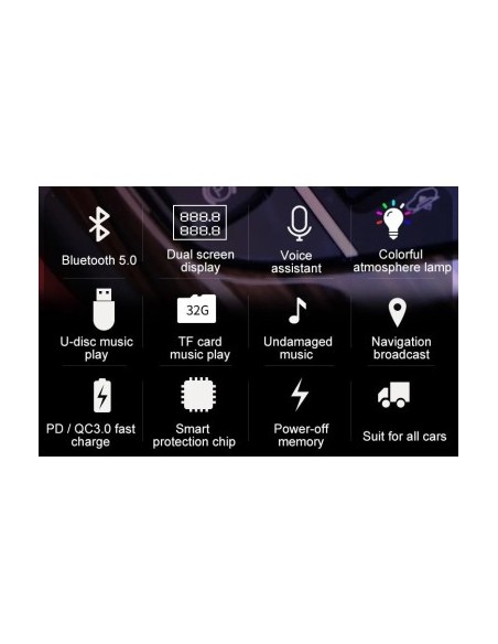 FM Modulator 12-24V Bluetooth 5.0 autós töltő funkcióval 18W Super Charge 3.0 és USB C port - BC63