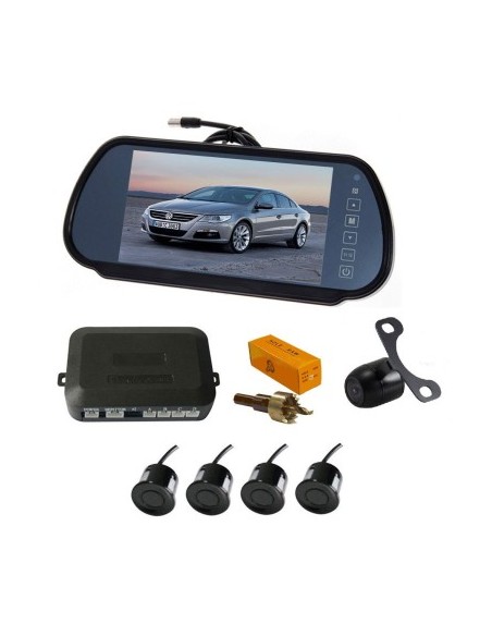 Parking sensors with video camera and 7" LCD display in mirror T24