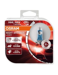 Set of 2 H4 Night Breaker Laser Next Generation +150% 12V...