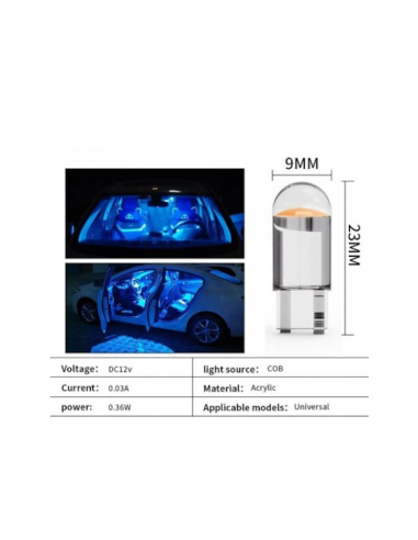 Vízálló T10 (W5W) COB autós LED, canbus nélkül,...