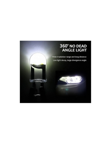 Led авто T10 (W5W) COB водоустойчив, без canbus, Xenon Bright