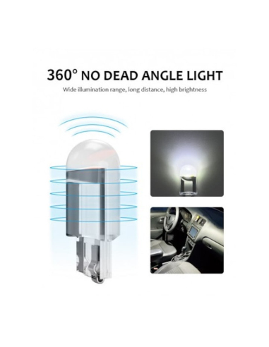 Vízálló T10 (W5W) COB autós LED, canbus nélkül,...
