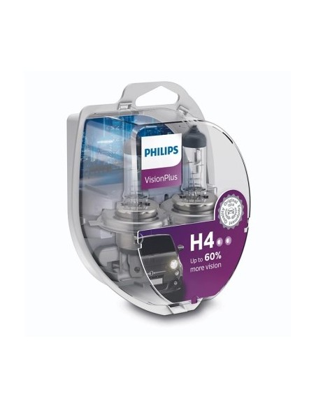 Σετ 2 Λαμπτήρες Αυτοκινήτου Philips H4 Vision Plus +60%, 12V 55W