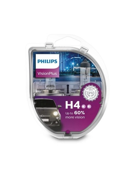Σετ 2 Λαμπτήρες Αυτοκινήτου Philips H4 Vision Plus +60%, 12V 55W