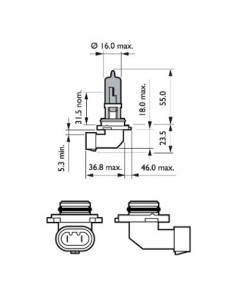 Λάμπα αυτοκινήτου HB3 Philips 12V P20D 65W (Blister) Vision 2