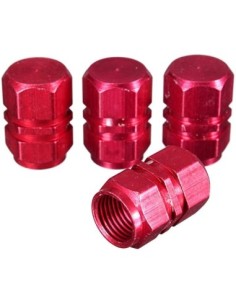 Red Aluminum Hexagonal Wheel Valve Caps
