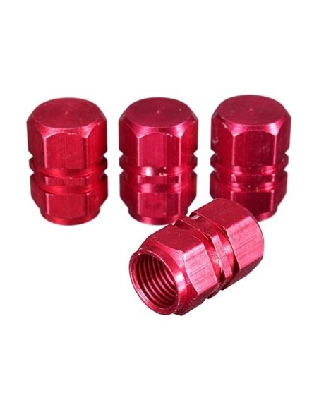 Red Aluminum Hexagonal Wheel Valve Caps